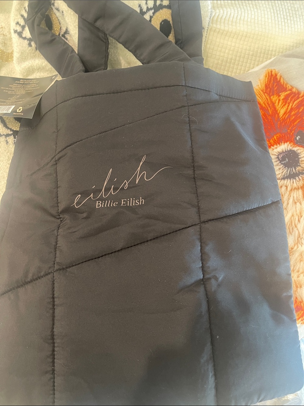 Billie Eilish Black Quilted Tote Bag